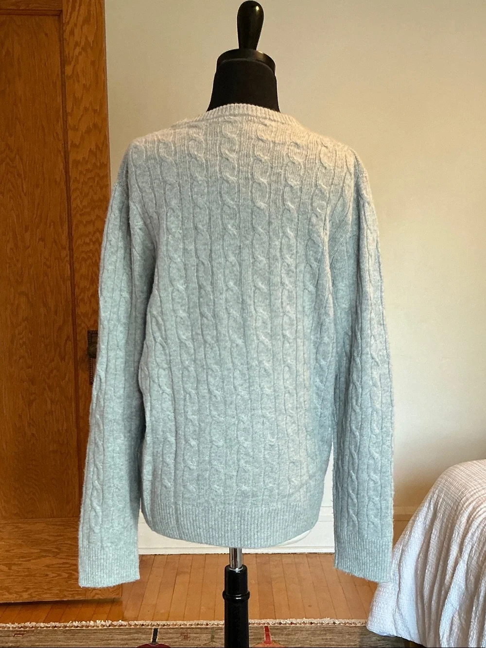 J. Crew Light Gray Cable Knit Crewneck Sweater - Men's
